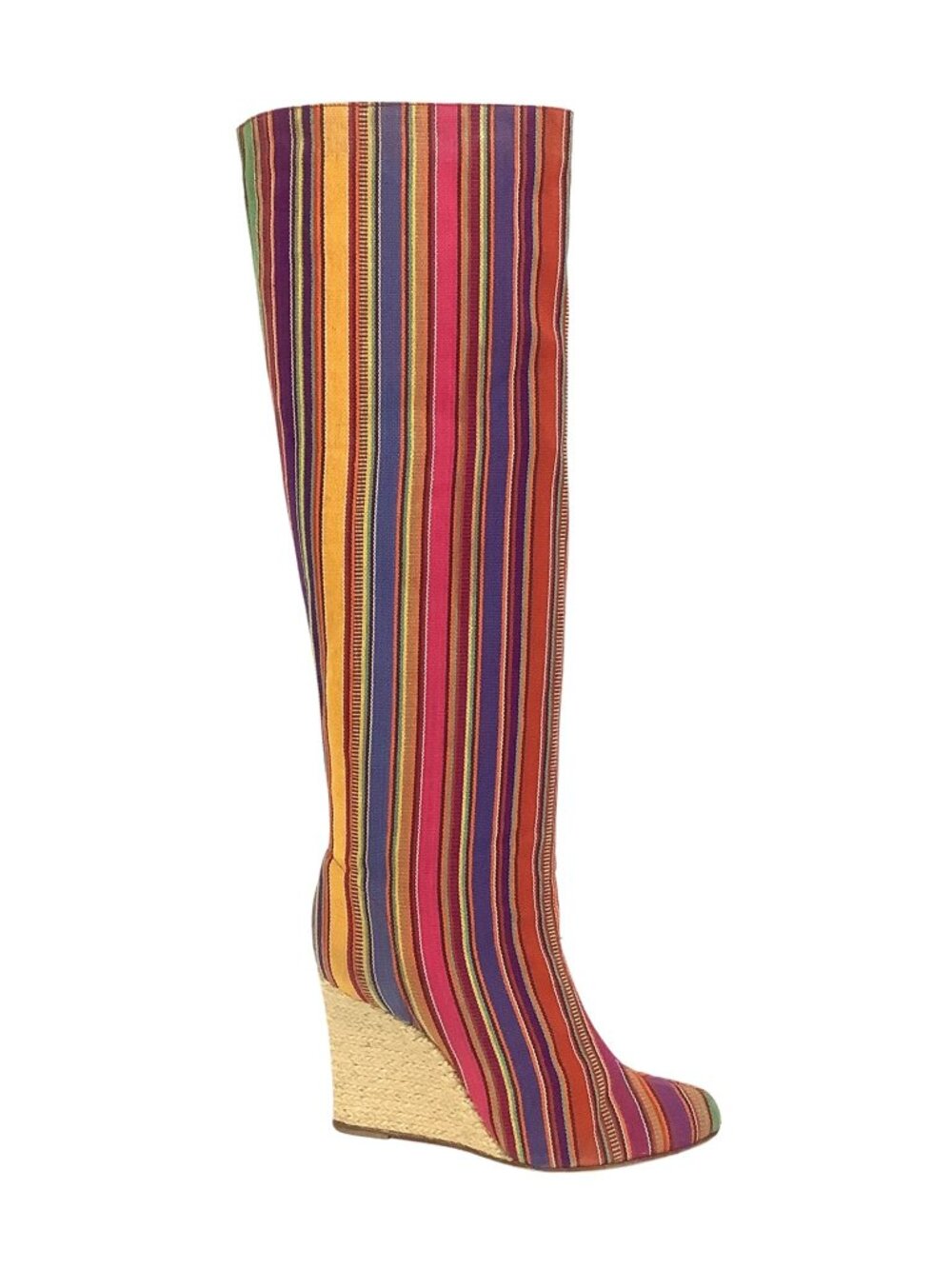 Christian Louboutin Multicolor Stripe Boots Espadrille Sole Women's-10